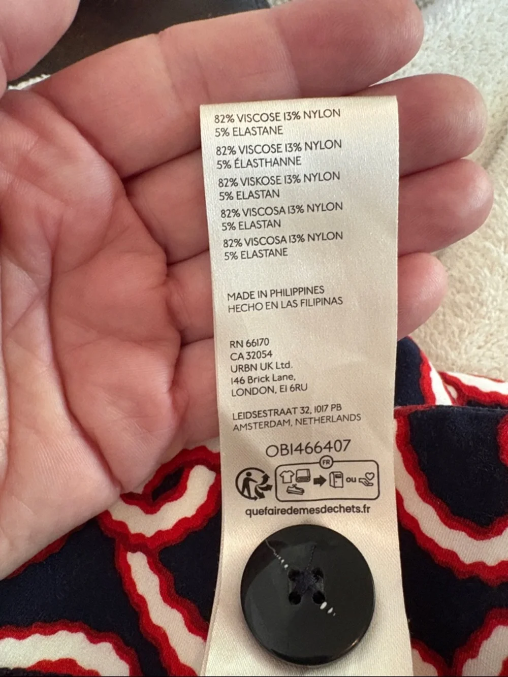 Anthropologie Maeve Navy, Red & White Chain-Print Pants Cropped Size 34 - Picture 10 of 10